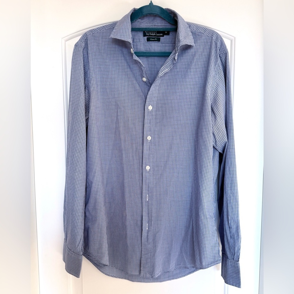 Ralph Lauren Polo Custom Fit 100% Cotton Men's Plaid Shirt size Medium